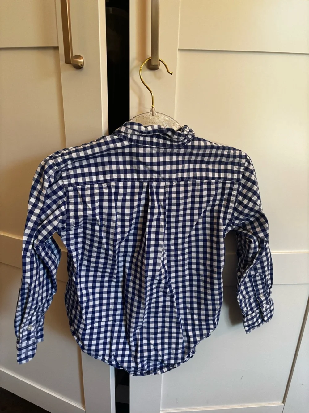Ralph Lauren Boys Navy & White Gingham Button-Down Shirt Size 6